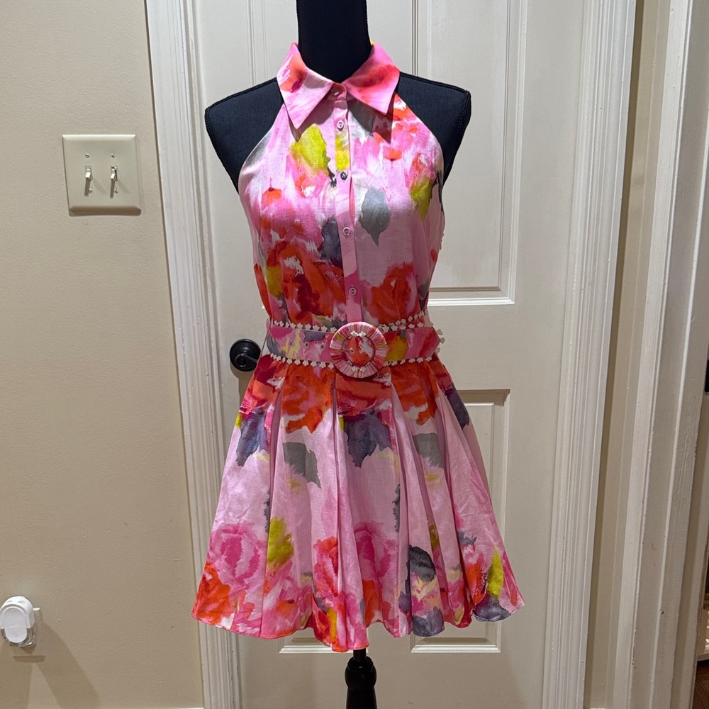 HEMANT & NANDITA Pink Floral Mini Dress